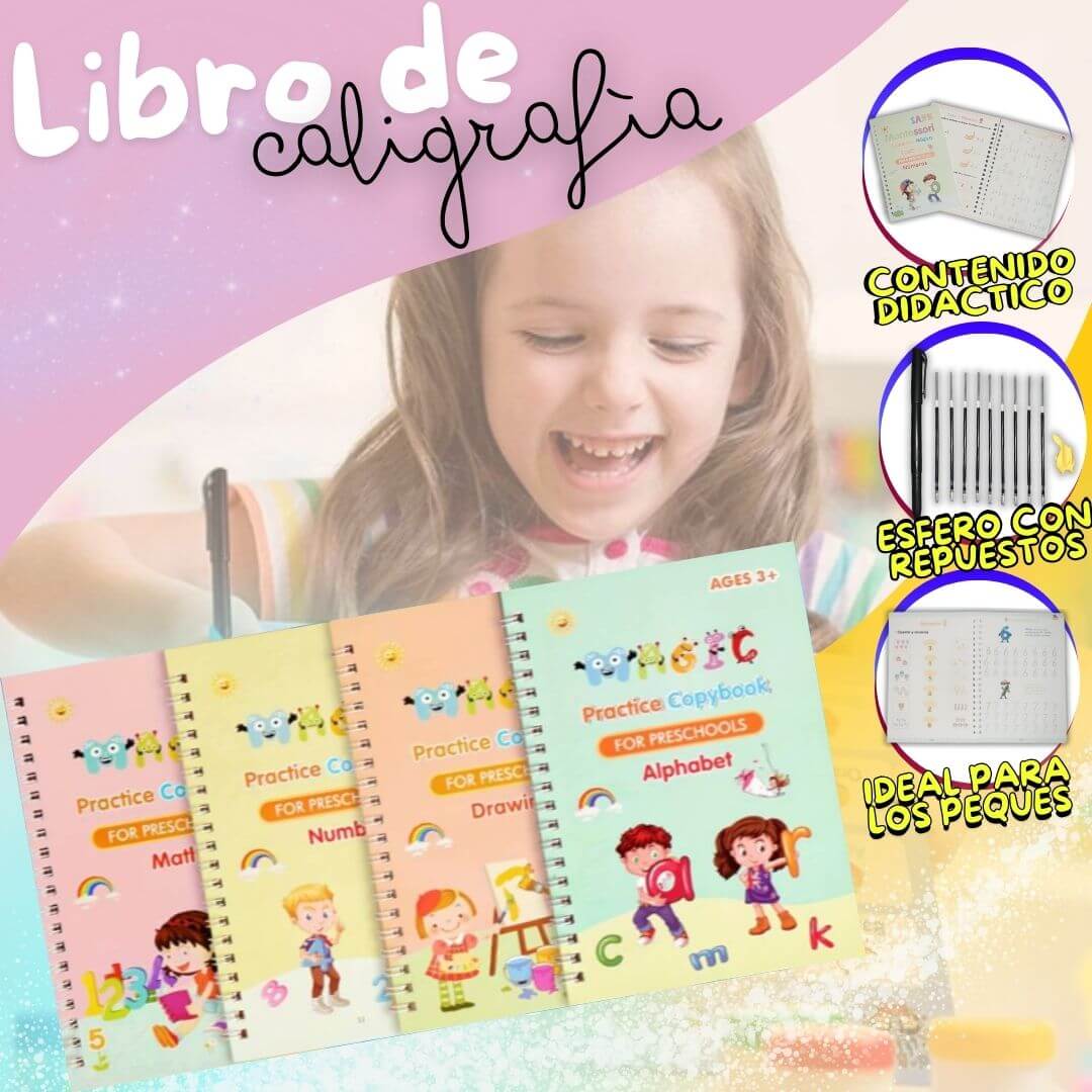 Kit 4 Cuadernos Reutilizables Con Bolígrafo Mágico