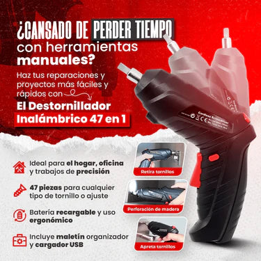 El Destornillador Eléctrico 47 En 1 que trabaja por ti, sin cansarte ni un segundo